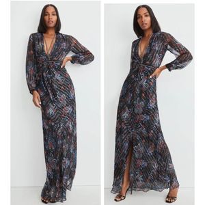 Veronica Beard Kaira Metallic Silk Embellished Floral Gown Current season
